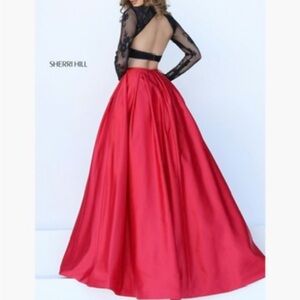 Sherri Hill Black and Red Backless Gown